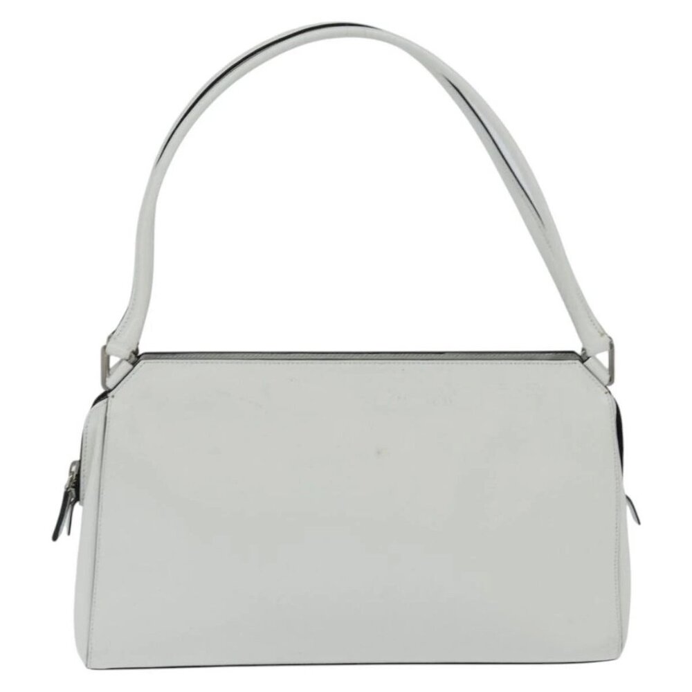 PRADA Tote Bag Leather White Silver Auth 150139 - Picture 2 of 16